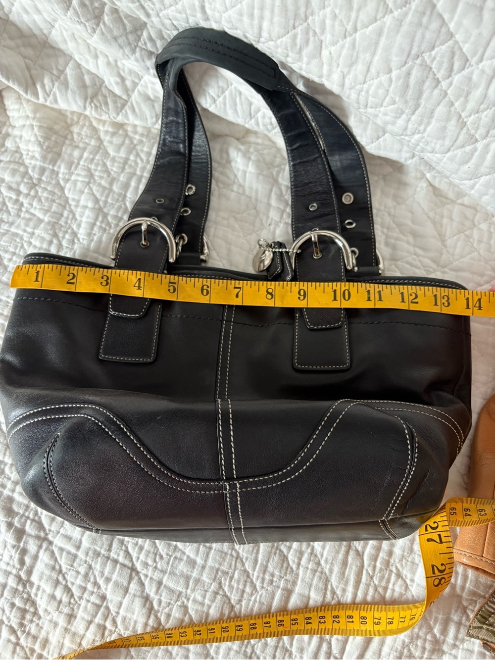 coach soho mini bucket tote bundle 9544 tan and black silver vintage 2004 2006 - Picture 11 of 14
